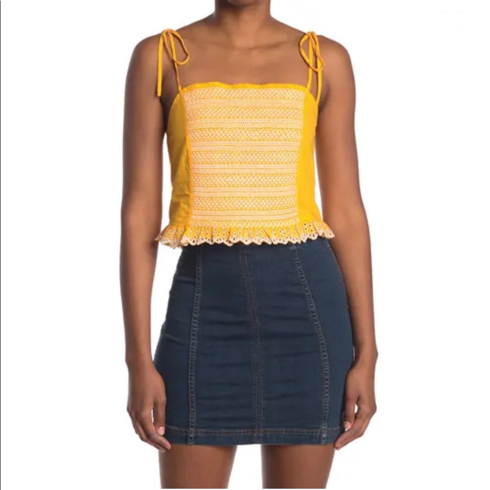 Tanya Taylor Marigold Randy Cropped Embroidered Tank Size Small